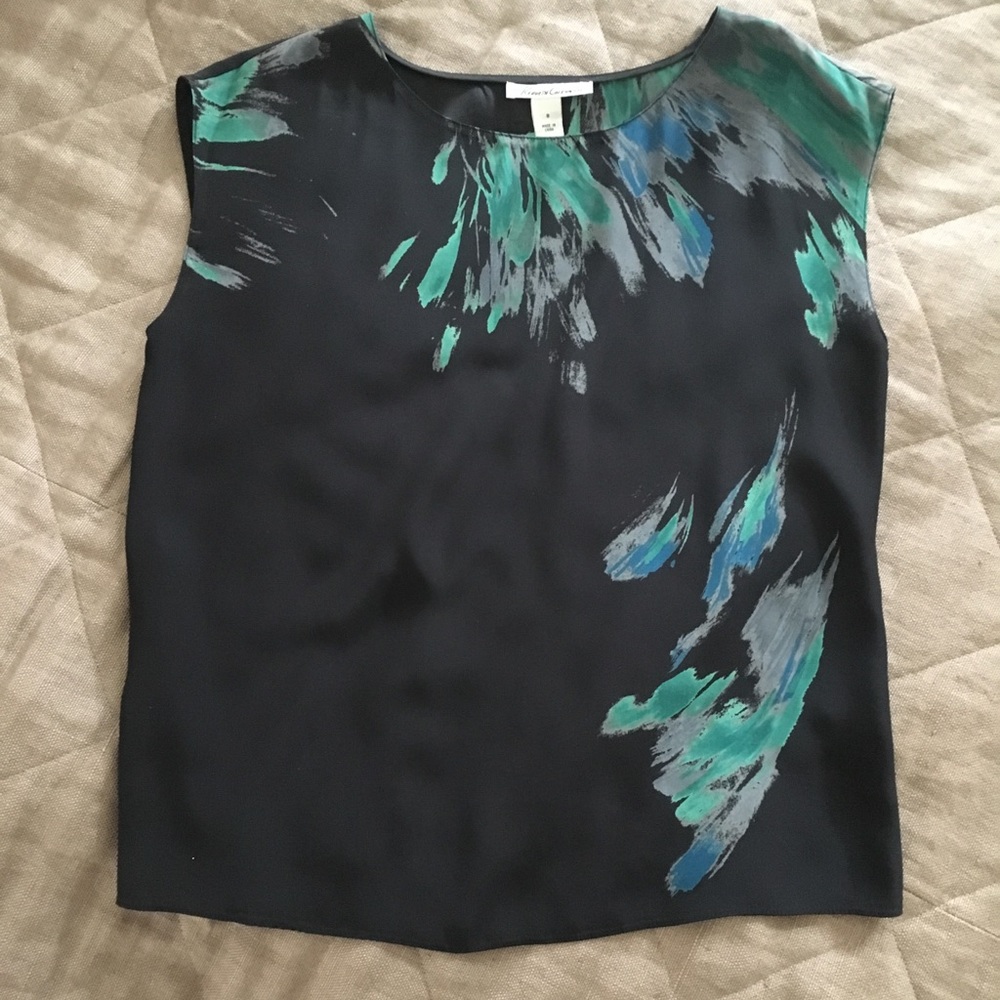 Kenneth Cole sleeveless abstract print silk blouse